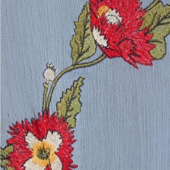 Rag and Bone Jolene embroidered spaghetti strap lined blue Chiffon Midi Dress 8 - Picture 9 of 9